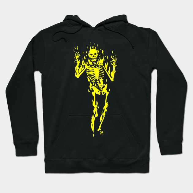 The Flaming Skeleton (yellow) Hoodie by The Meat Dumpster